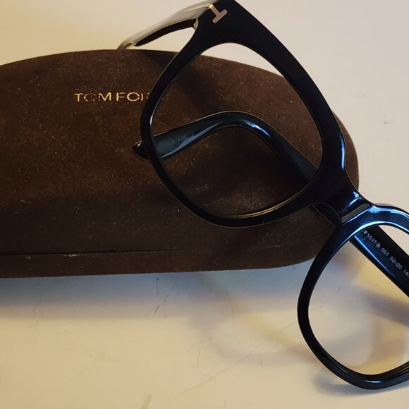 TOM FORD BLACK OPTICAL FRAMES WITH CASE MADE IN ITALY TF-5537-B 001 52 20 140 -0 - Picture 8 of 8
